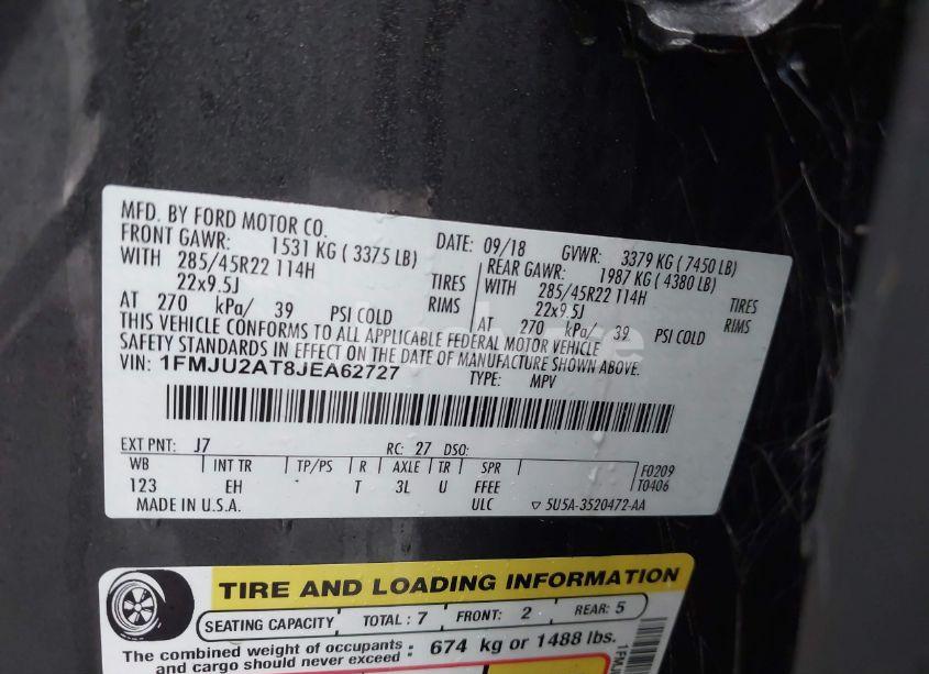 Photo 9 of 2018 Ford Expedition LIMITED (VIN 1FMJU2AT8JEA62727)