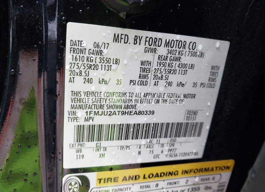 Photo 9 of 2017 Ford Expedition LIMITED (VIN 1FMJU2AT9HEA80339)