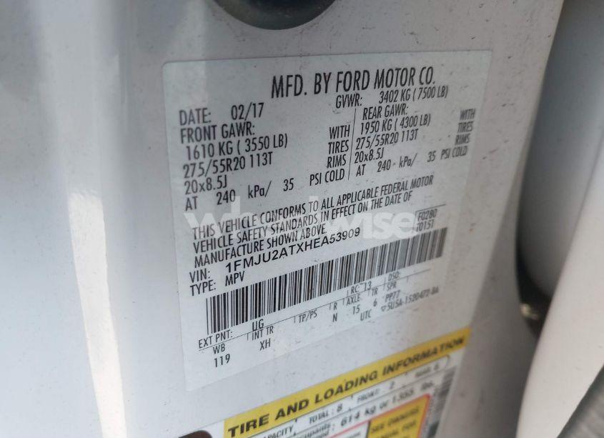 Photo 9 of 2017 Ford Expedition LIMITED (VIN 1FMJU2ATXHEA53909)