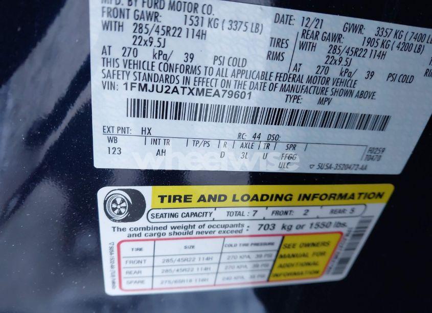 Photo 9 of 2021 Ford Expedition LIMITED (VIN 1FMJU2ATXMEA79601)