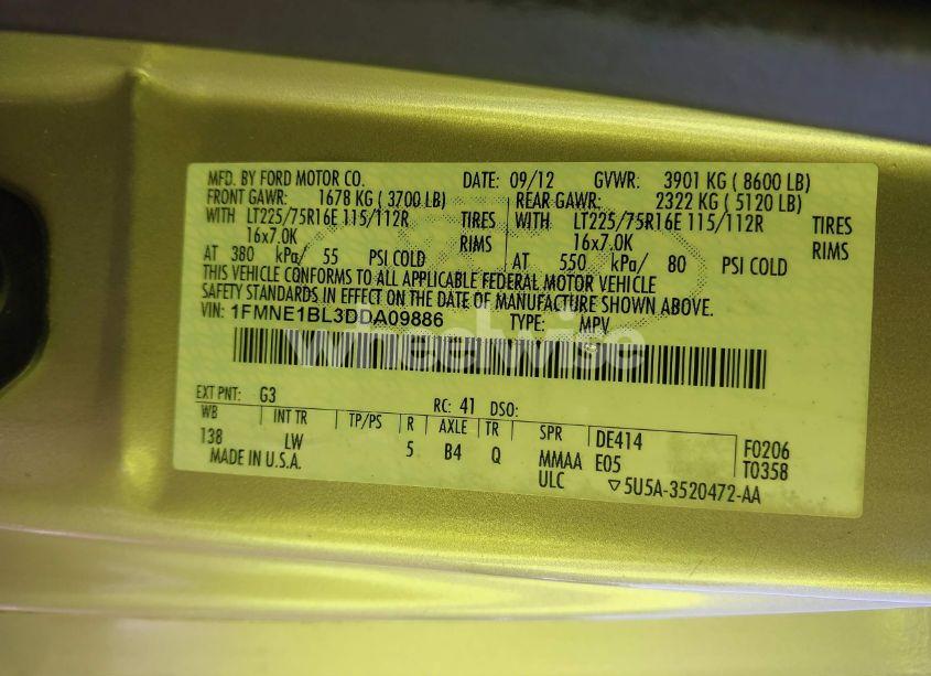 Photo 9 of 2013 Ford E-150 XLT (VIN 1FMNE1BL3DDA09886)