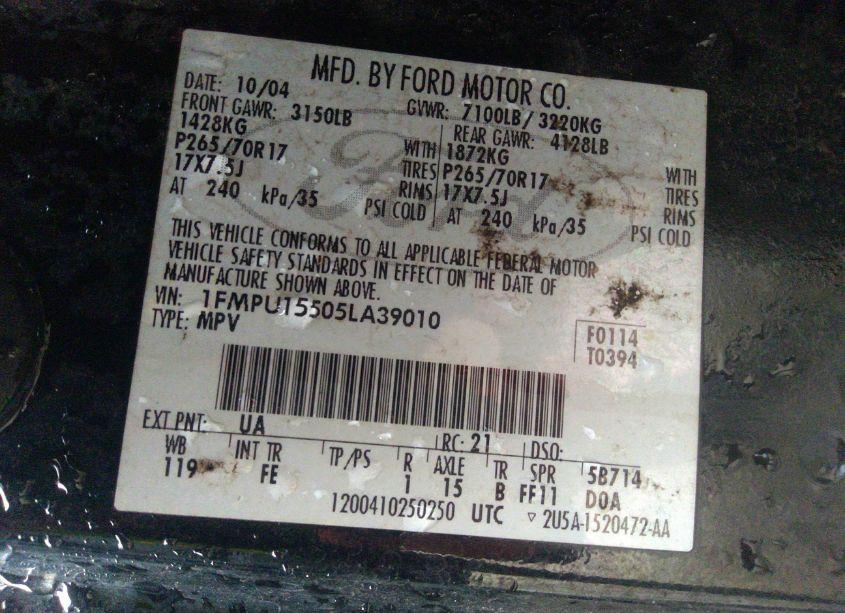 Photo 9 of 2005 Ford Expedition XLT (VIN 1FMPU15505LA39010)