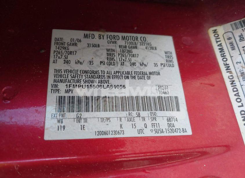 Photo 9 of 2006 Ford Expedition XLT/XLT SPORT (VIN 1FMPU15506LA61056)