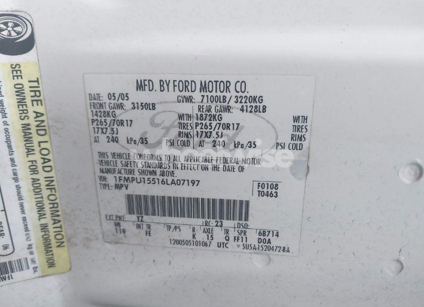 Photo 9 of 2006 Ford Expedition (VIN 1FMPU15516LA07197)