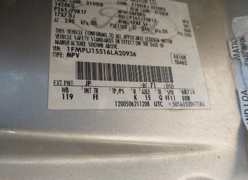 Photo 9 of 2006 Ford Expedition XLT/XLT SPORT (VIN 1FMPU15516LA20936)