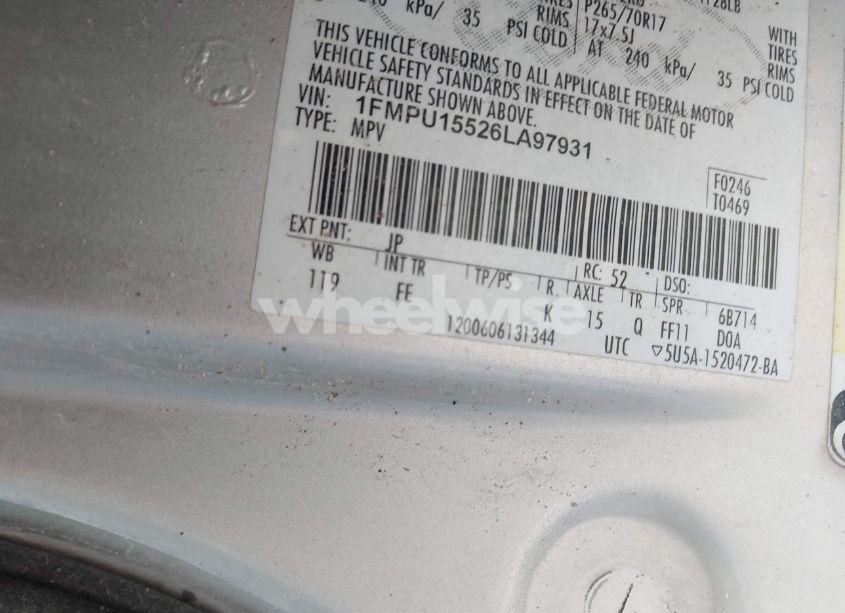 Photo 9 of 2006 Ford Expedition XLT/XLT SPORT (VIN 1FMPU15526LA97931)