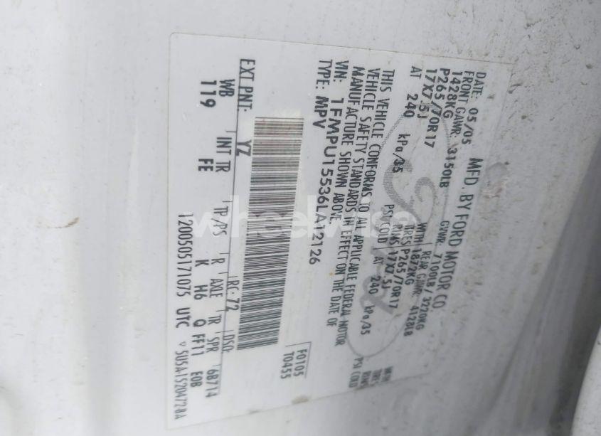 Photo 9 of 2006 Ford Expedition XLT/XLT SPORT (VIN 1FMPU15536LA12126)