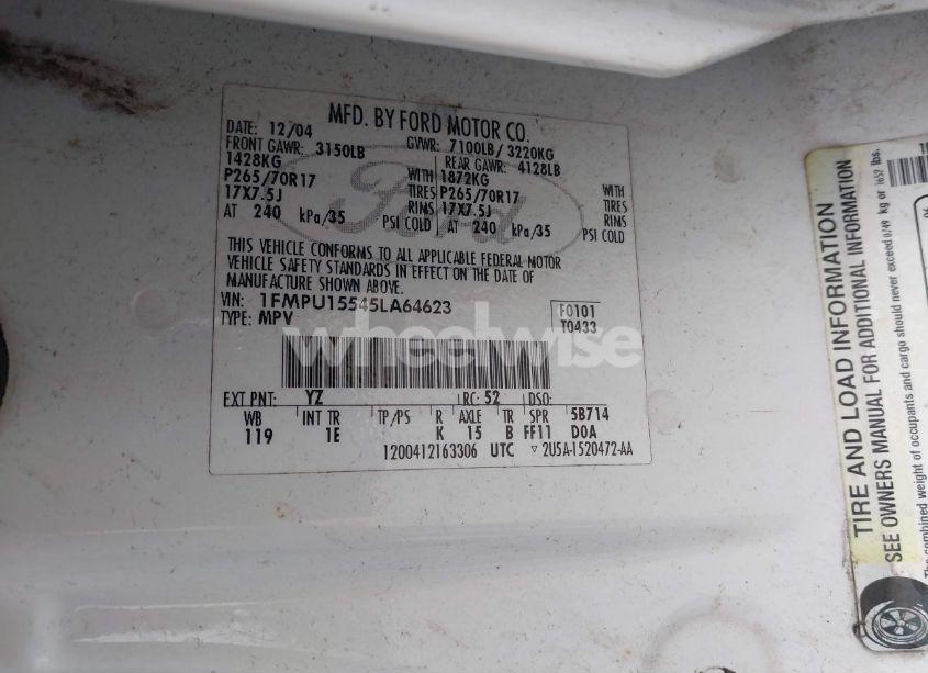 Photo 9 of 2005 Ford Expedition XLT (VIN 1FMPU15545LA64623)