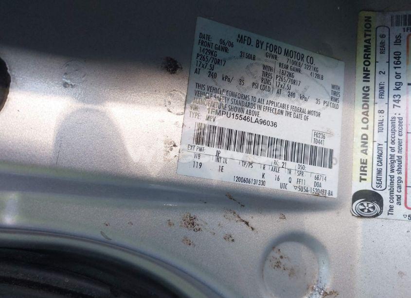 Photo 9 of 2006 Ford Expedition XLT/XLT SPORT (VIN 1FMPU15546LA96036)