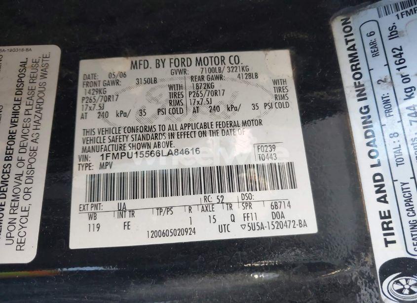 Photo 9 of 2006 Ford Expedition XLT/XLT SPORT (VIN 1FMPU15566LA84616)