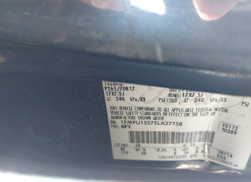 Photo 9 of 2005 Ford Expedition XLT (VIN 1FMPU15575LA27758)