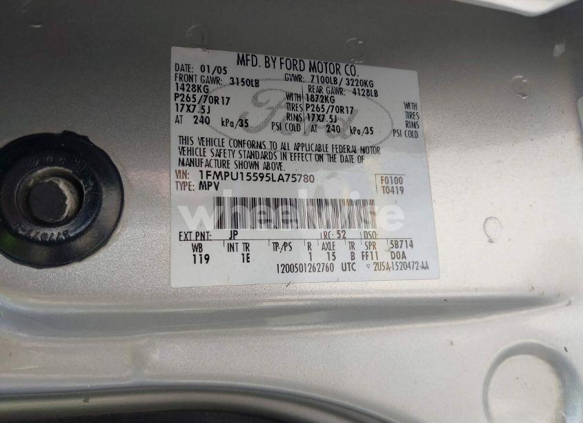 Photo 9 of 2005 Ford Expedition XLT (VIN 1FMPU15595LA75780)