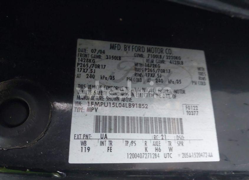 Photo 9 of 2004 Ford Expedition XLT (VIN 1FMPU15L04LB91852)