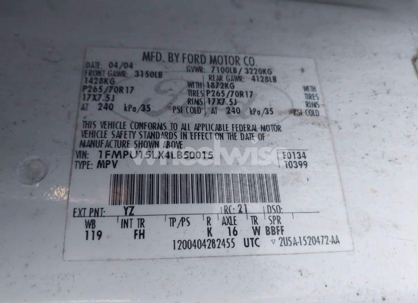 Photo 9 of 2004 Ford Expedition XLT (VIN 1FMPU15LX4LB50015)