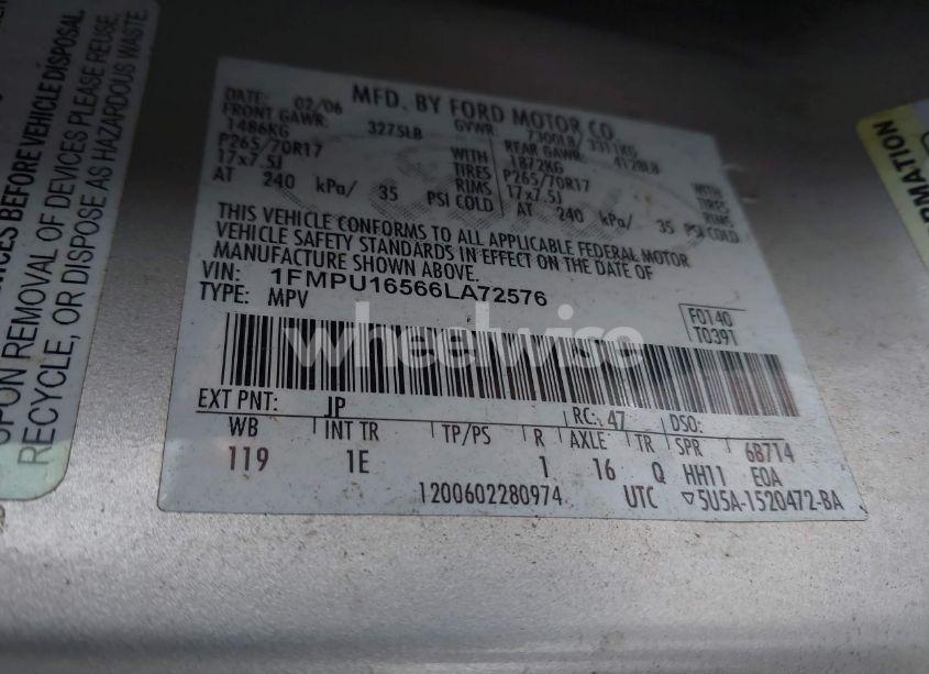 Photo 9 of 2006 Ford Expedition XLT/XLT SPORT (VIN 1FMPU16566LA72576)