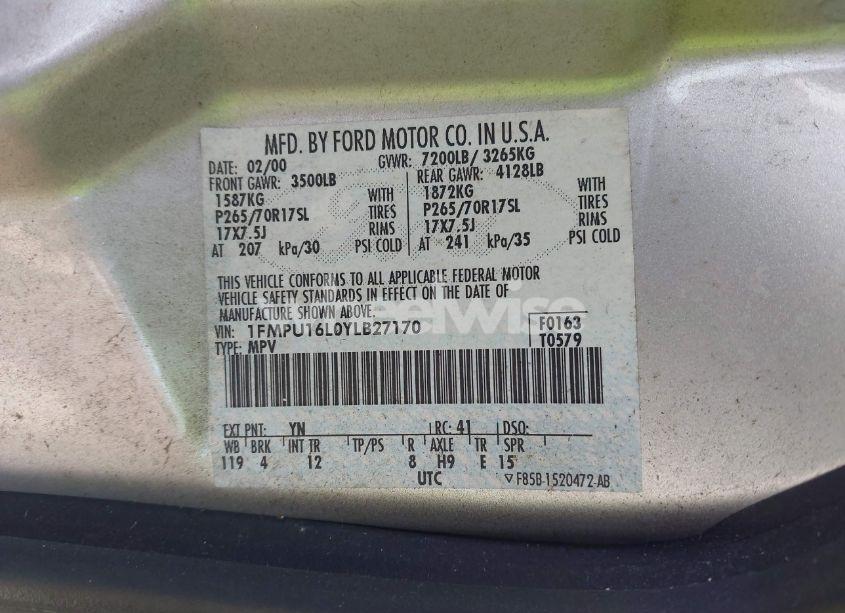 Photo 9 of 2000 Ford Expedition XLT (VIN 1FMPU16L0YLB27170)