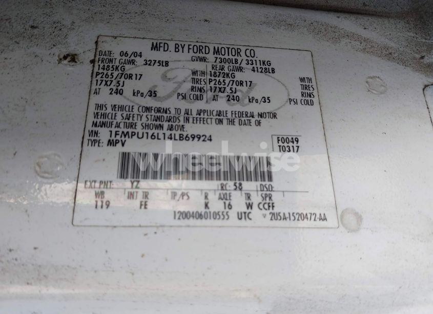 Photo 9 of 2004 Ford Expedition NBX/XLT (VIN 1FMPU16L14LB69924)