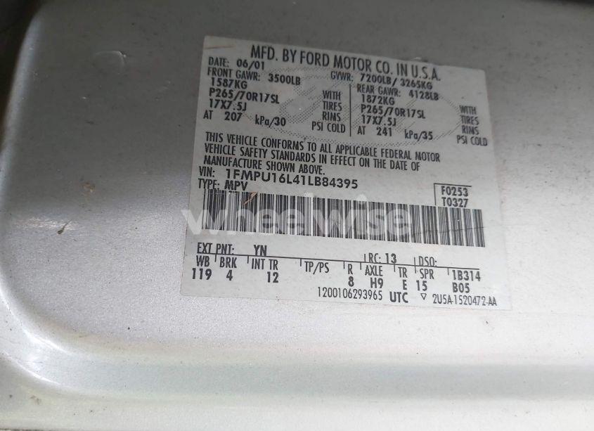 Photo 9 of 2001 Ford Expedition XLT (VIN 1FMPU16L41LB84395)