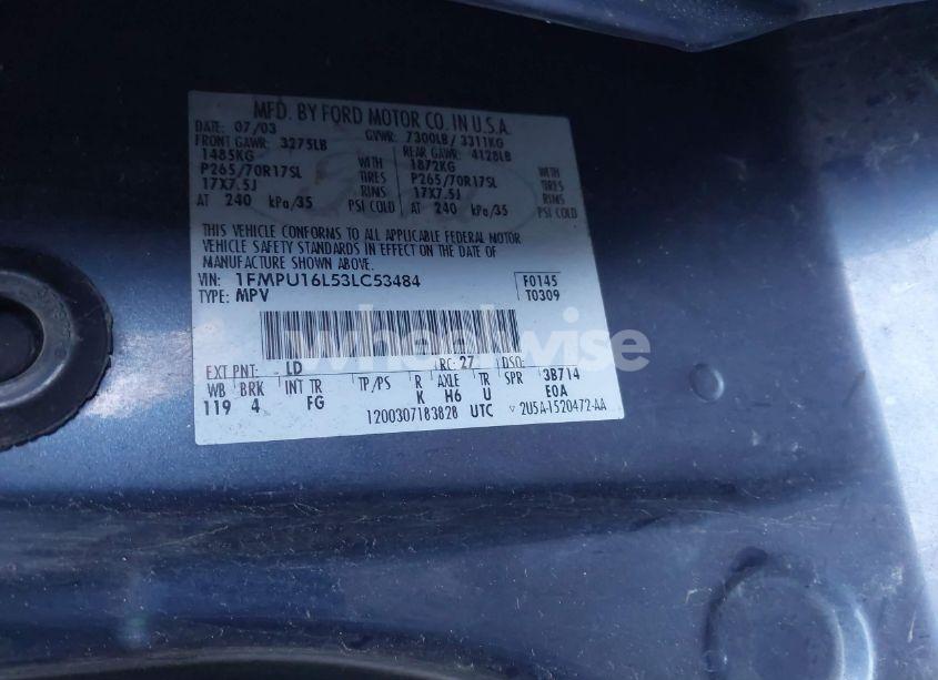 Photo 9 of 2003 Ford Expedition XLT (VIN 1FMPU16L53LC53484)