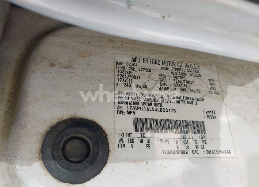 Photo 9 of 2004 Ford Expedition NBX/XLT (VIN 1FMPU16L54LB03778)
