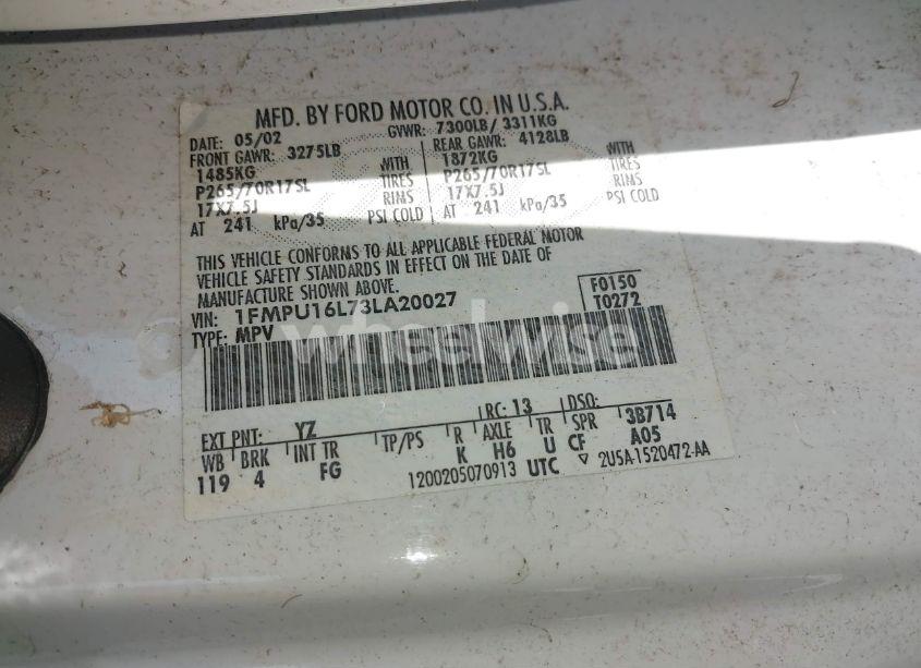 Photo 9 of 2003 Ford Expedition XLT (VIN 1FMPU16L73LA20027)