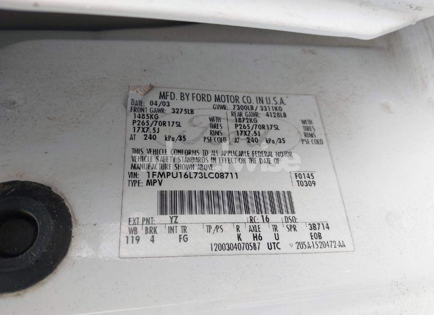 Photo 9 of 2003 Ford Expedition XLT (VIN 1FMPU16L73LC08711)