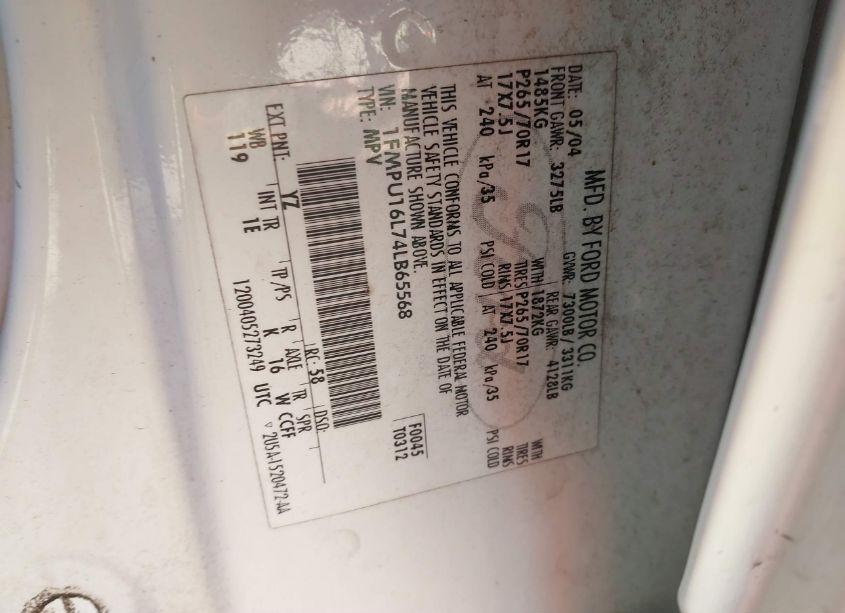 Photo 9 of 2004 Ford Expedition NBX/XLT (VIN 1FMPU16L74LB65568)