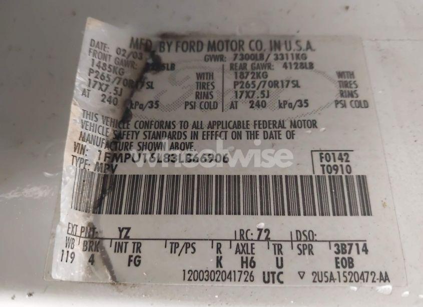 Photo 9 of 2003 Ford Expedition XLT (VIN 1FMPU16L83LB66906)