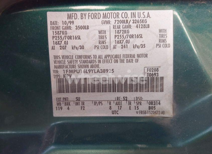 Photo 9 of 2000 Ford Expedition XLT (VIN 1FMPU16L9YLA38925)