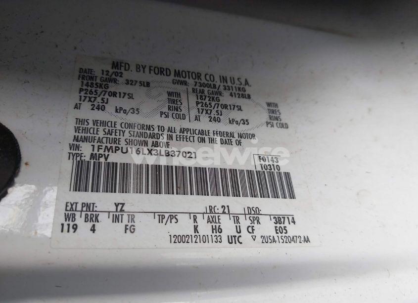 Photo 9 of 2003 Ford Expedition XLT (VIN 1FMPU16LX3LB37021)