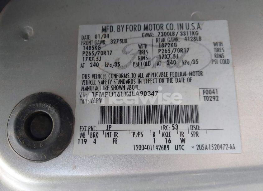 Photo 9 of 2004 Ford Expedition (VIN 1FMPU16LX4LA90347)