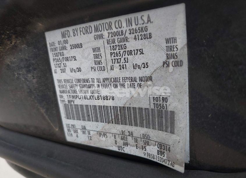 Photo 9 of 2000 Ford Expedition XLT (VIN 1FMPU16LXYLB18878)