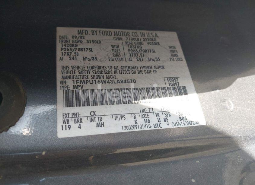 Photo 9 of 2003 Ford Expedition XLT (VIN 1FMPU16W43LA84570)