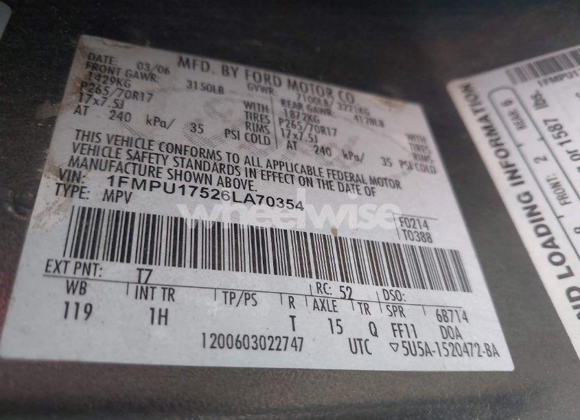 Photo 9 of 2006 Ford Expedition EDDIE BAUER/KING RANCH (VIN 1FMPU17526LA70354)