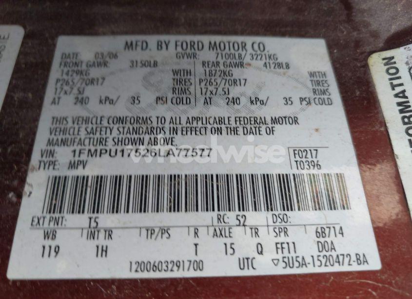 Photo 9 of 2006 Ford Expedition EDDIE BAUER/KING RANCH (VIN 1FMPU17526LA77577)