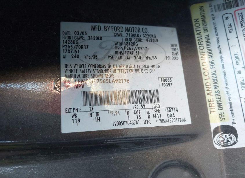 Photo 9 of 2005 Ford Expedition EDDIE BAUER/KING RANCH (VIN 1FMPU17565LA92176)