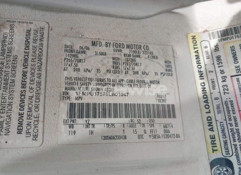 Photo 9 of 2006 Ford Expedition EDDIE BAUER/KING RANCH (VIN 1FMPU17576LB01047)