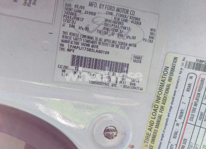 Photo 9 of 2005 Ford Expedition EDDIE BAUER/KING RANCH (VIN 1FMPU17585LA80109)