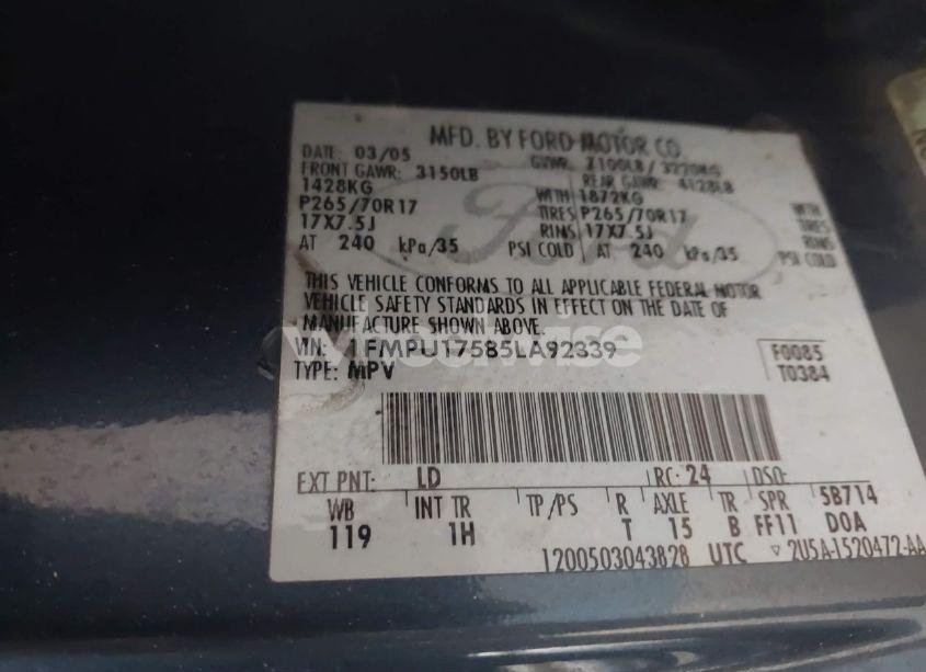 Photo 9 of 2005 Ford Expedition EDDIE BAUER/KING RANCH (VIN 1FMPU17585LA92339)