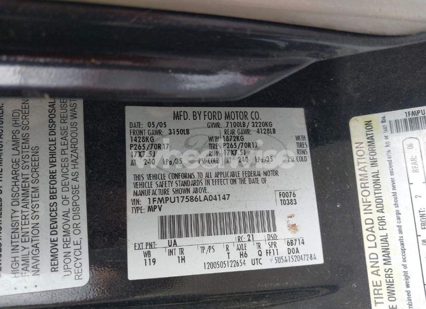 Photo 9 of 2006 Ford Expedition EDDIE BAUER/KING RANCH (VIN 1FMPU17586LA04147)