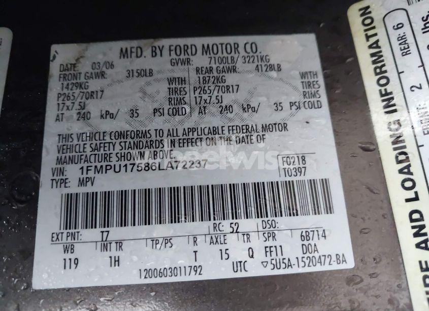 Photo 9 of 2006 Ford Expedition EDDIE BAUER/KING RANCH (VIN 1FMPU17586LA72237)