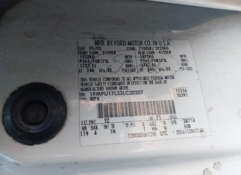 Photo 9 of 2003 Ford Expedition EDDIE BAUER (VIN 1FMPU17L33LC20207)