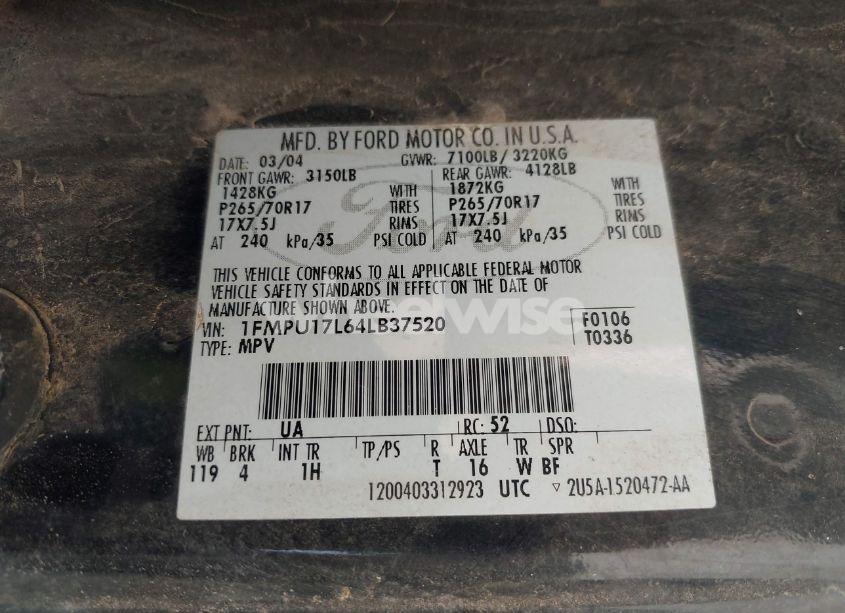 Photo 9 of 2004 Ford Expedition EDDIE BAUER (VIN 1FMPU17L64LB37520)