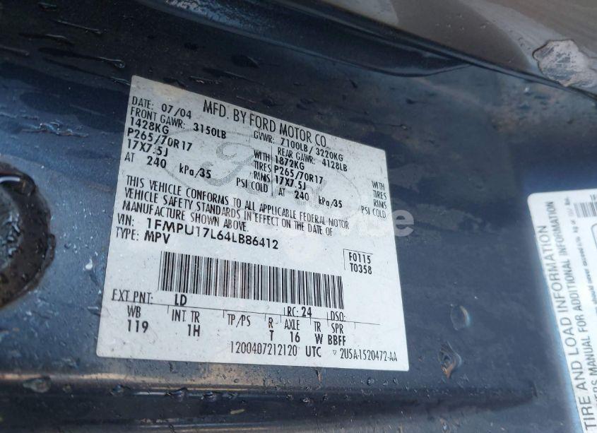 Photo 9 of 2004 Ford Expedition EDDIE BAUER (VIN 1FMPU17L64LB86412)