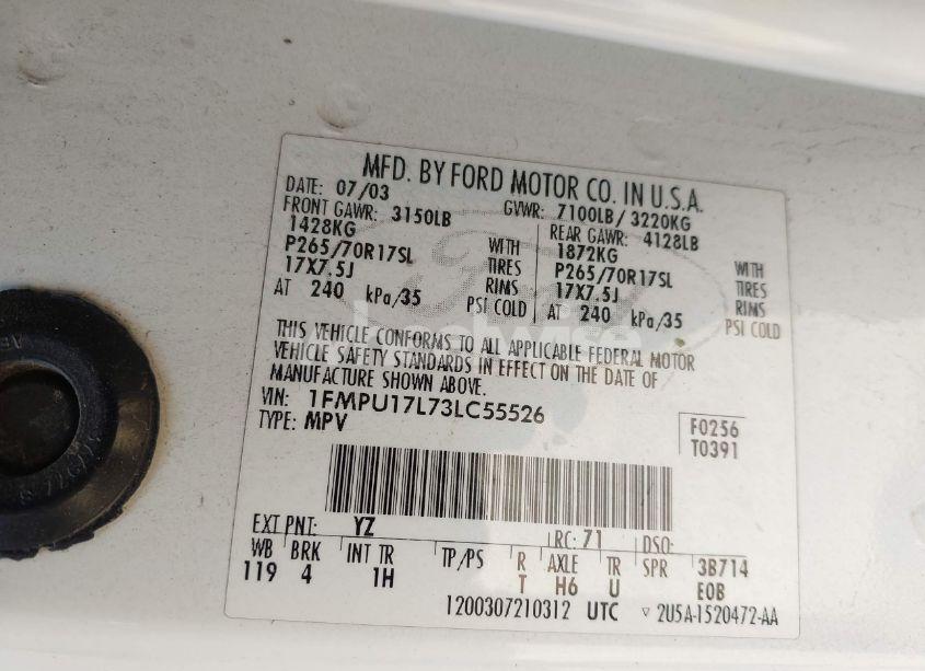 Photo 9 of 2003 Ford Expedition EDDIE BAUER (VIN 1FMPU17L73LC55526)