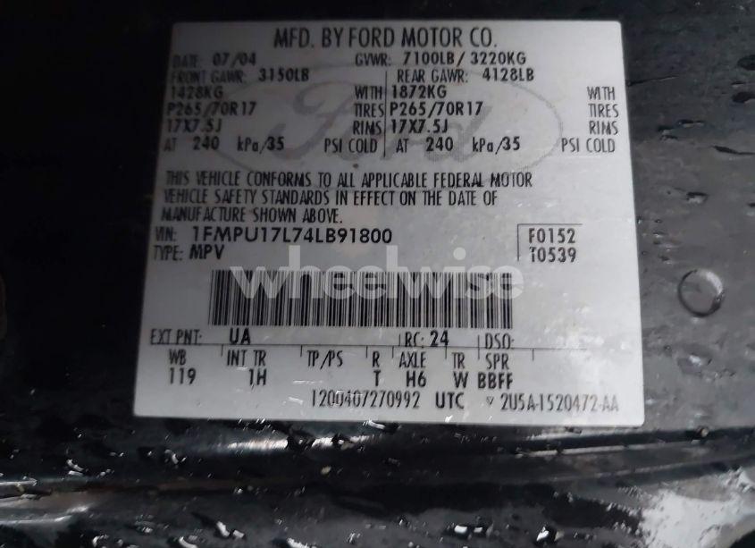 Photo 9 of 2004 Ford Expedition EDDIE BAUER (VIN 1FMPU17L74LB91800)