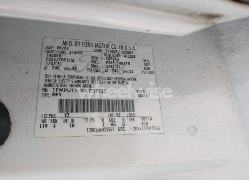 Photo 9 of 2003 Ford Expedition EDDIE BAUER (VIN 1FMPU17LX3LC39725)