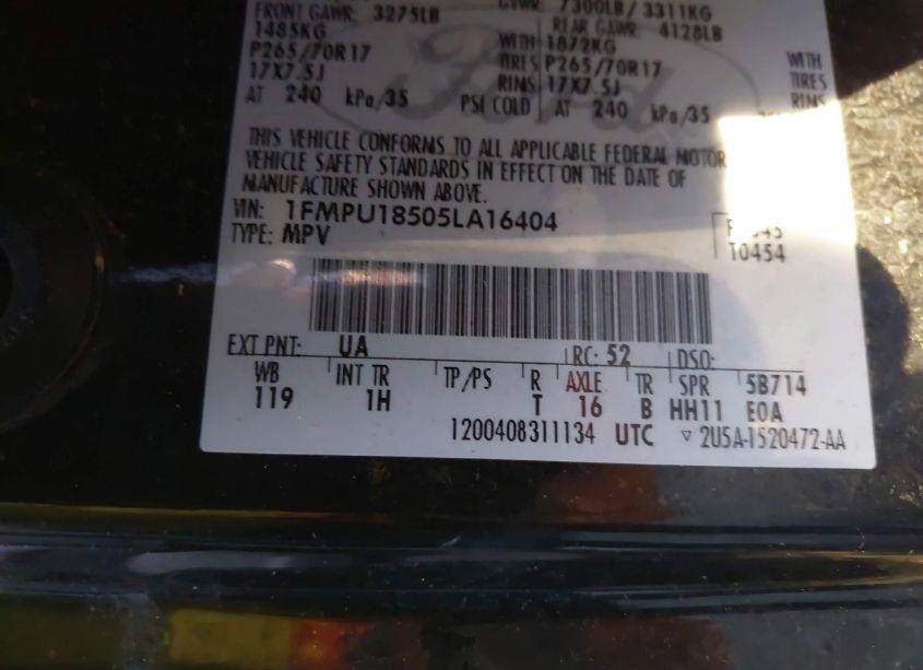 Photo 9 of 2005 Ford Expedition EDDIE BAUER/KING RANCH (VIN 1FMPU18505LA16404)