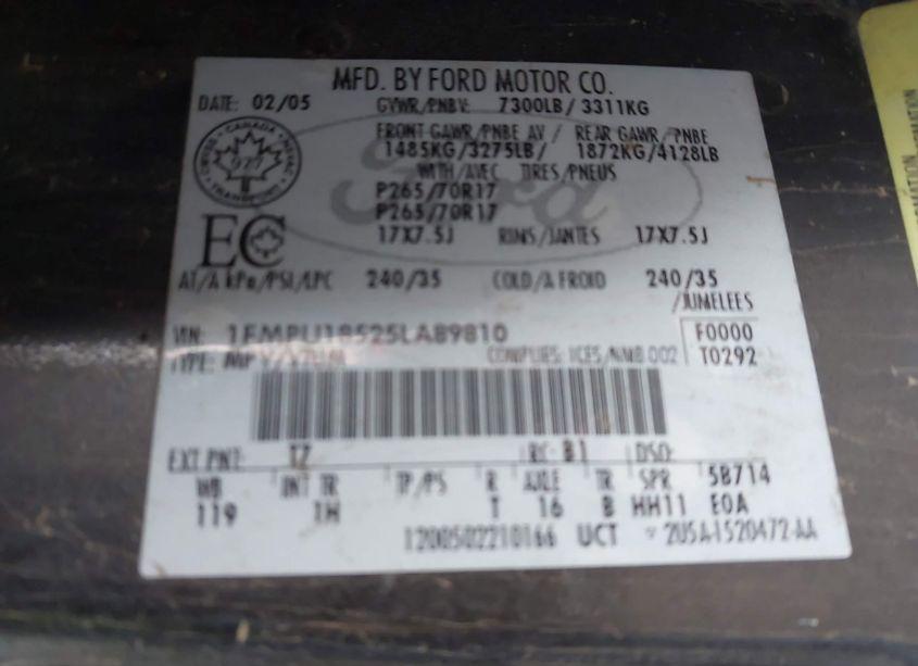 Photo 9 of 2005 Ford Expedition EDDIE BAUER/KING RANCH (VIN 1FMPU18525LA89810)