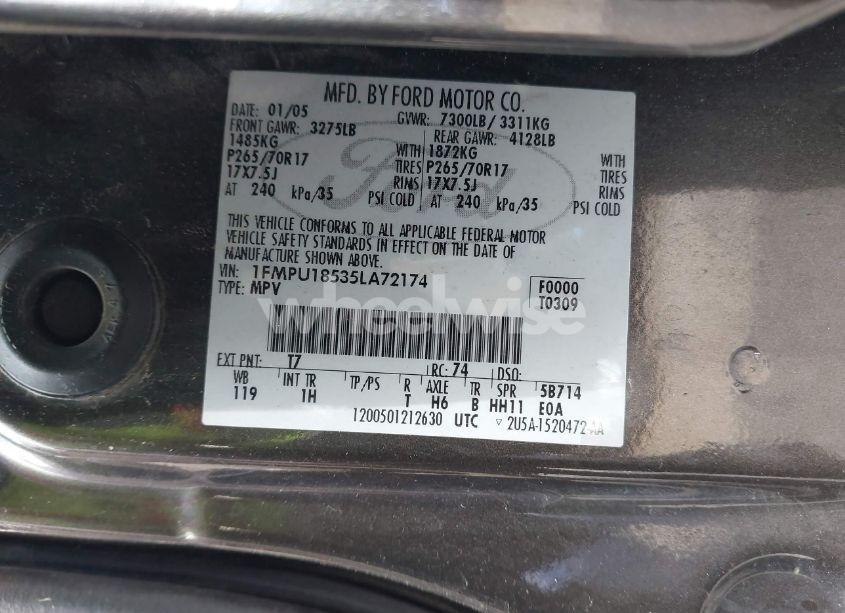 Photo 9 of 2005 Ford Expedition EDDIE BAUER/KING RANCH (VIN 1FMPU18535LA72174)